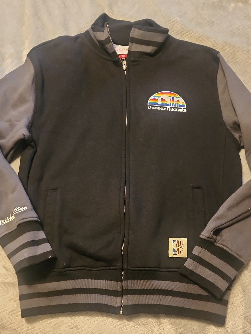 Mitchell & Ness Black and Gray Denver Nuggets Bomber Jacket